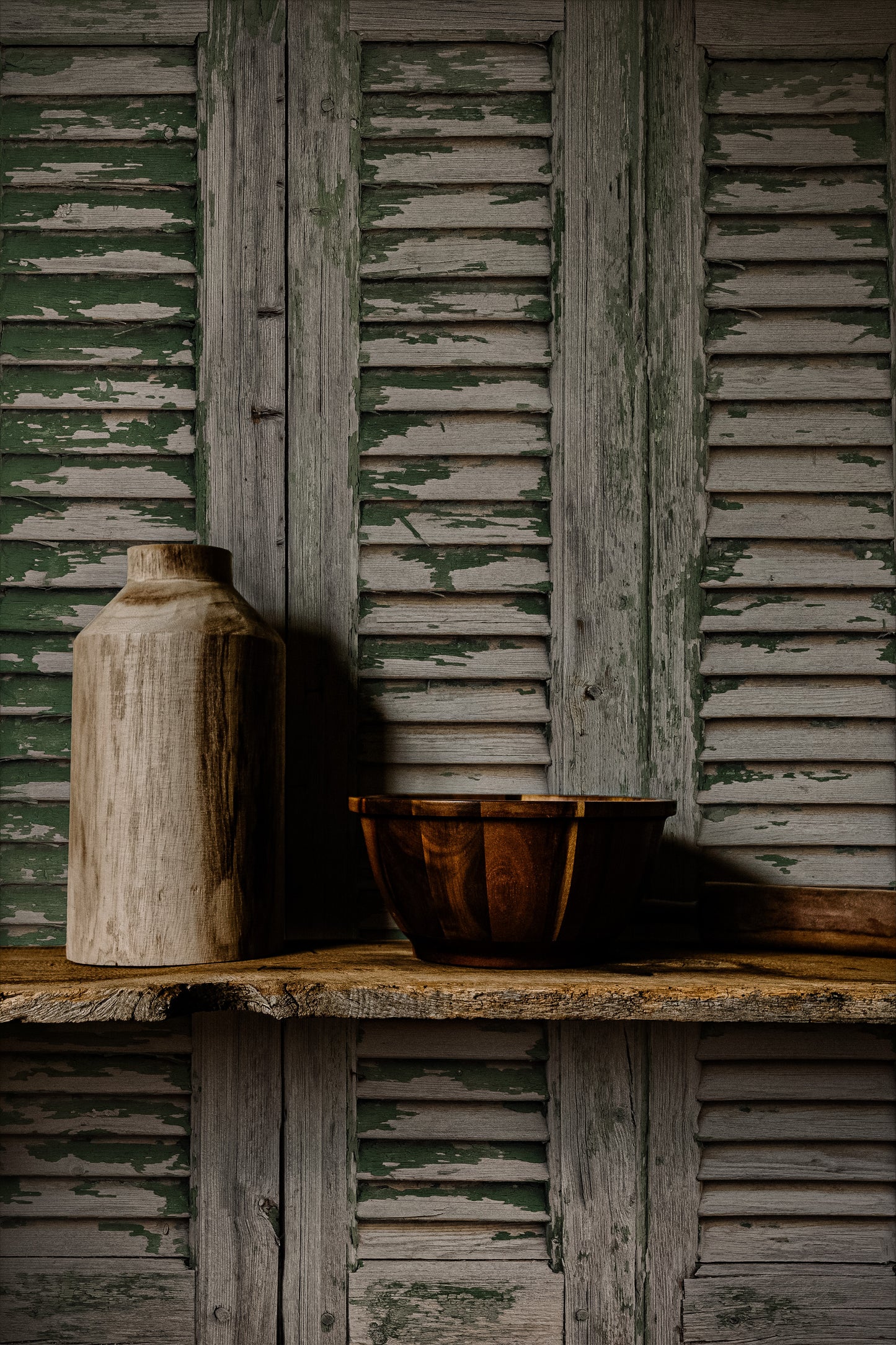 Weathered Green Shutters Photo Backdrop